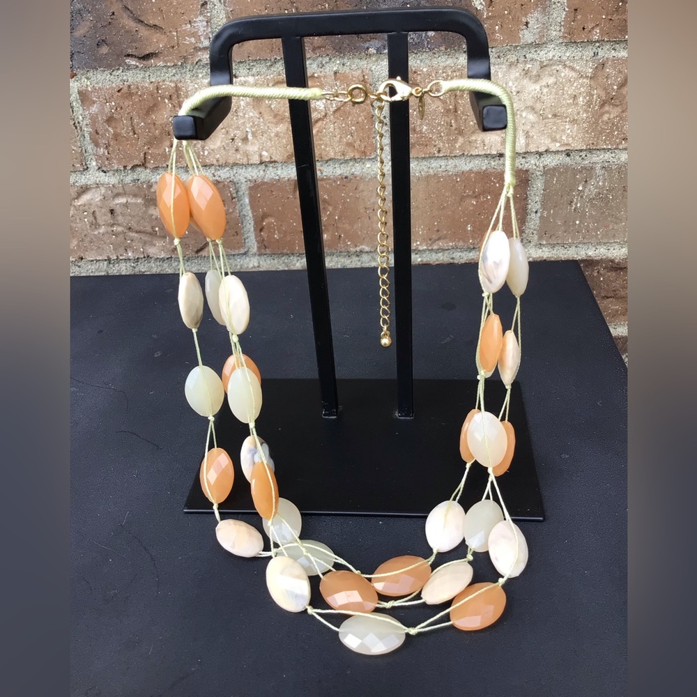 Elegant Multi-Strand Necklace in Cream and Tan